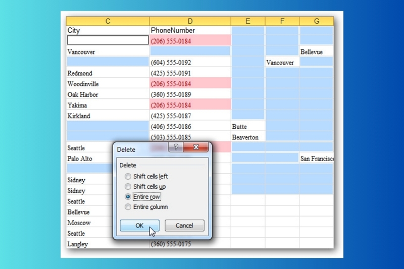 cách xóa nhanh ô dữ liệu trống trong excel hình 4