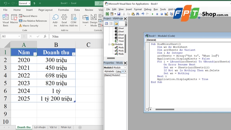 Cần giữ lại ít nhất một sheet còn tồn tại để đảm bảo file hoạt động