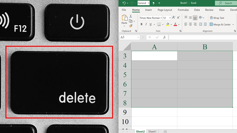 Nhấn phím Delete để xóa PivotTable