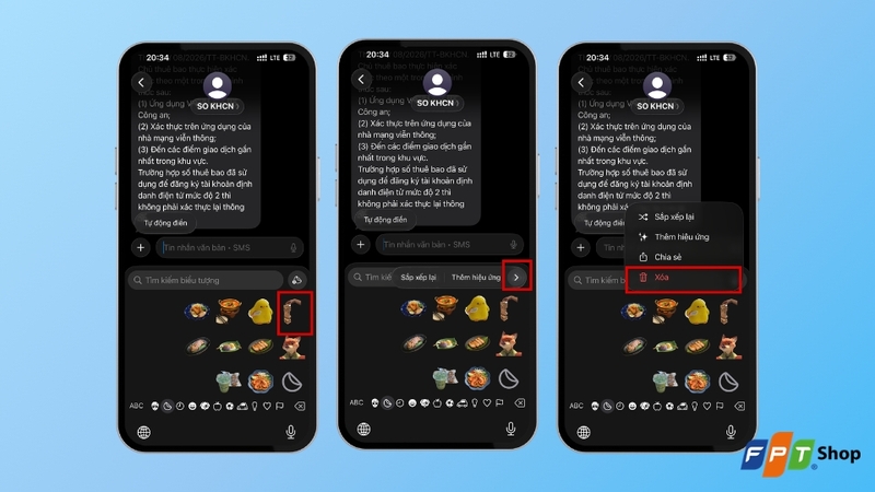 Cách xoá sticker ảnh tự tạo trên bàn phím iPhone