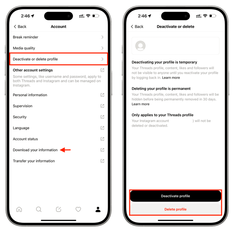 cách xóa tài khoản Threads hình 6