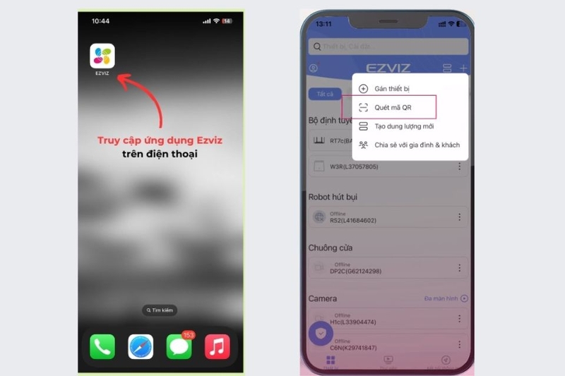 Vào ứng dụng Ezviz trên thiết bị di động của bạn