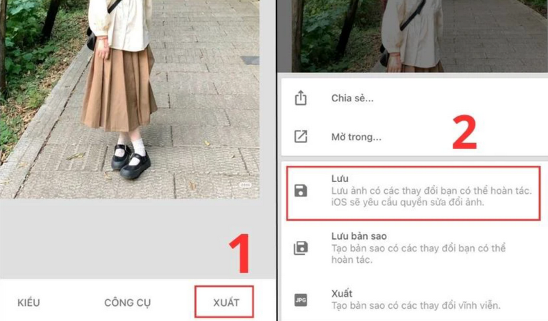 Bạn hãy nhấn vào mục “Xuất” ở cuối danh sách công cụ