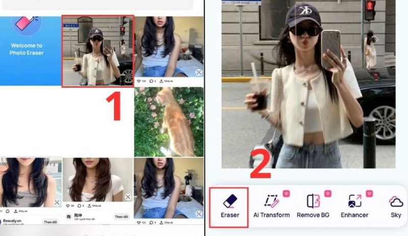 Giao diện sẽ chuyển sang album ảnh của bạn