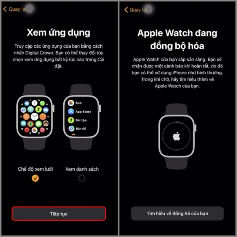 Hoàn thành cài đặt Apple Watch và đợi đồng bộ