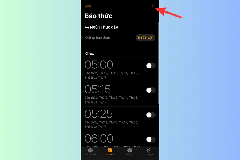 Cài đặt báo thức và giờ đi ngủ trên iPhone hình 2