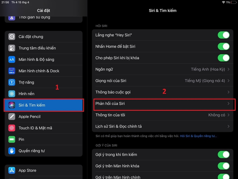 Thay đổi cài đặt Siri trên iPad 3