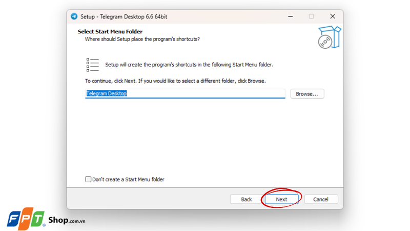 tạo shortcut Telegram