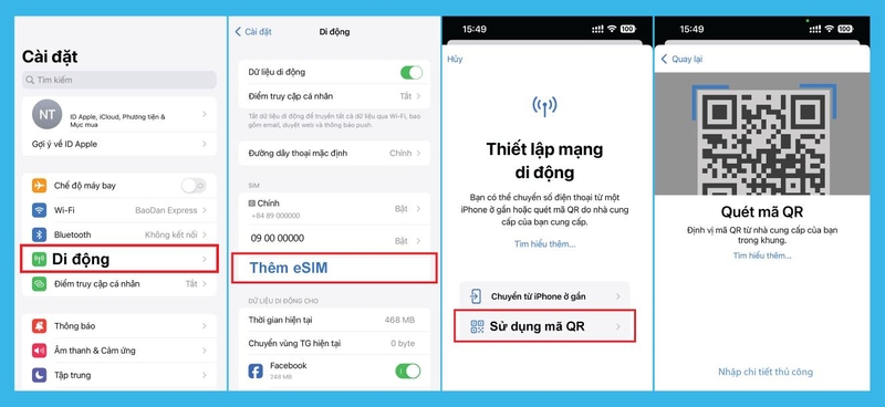 Hướng dẫn cài đặt eSIM Viettel trên iPhone