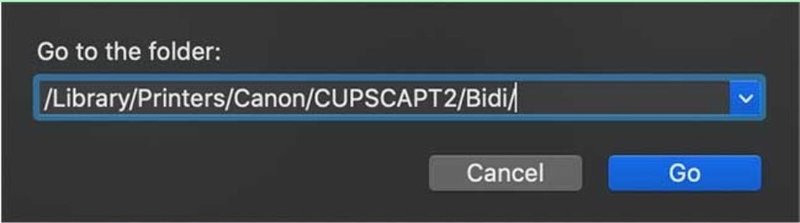 Chọn Go to Folder và nhập đường dẫn sau