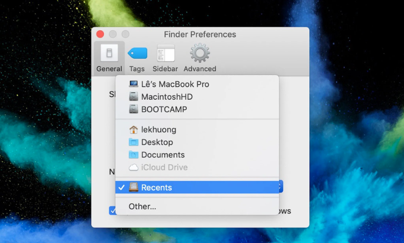 Thay đổi thư mục mặc định của Finder