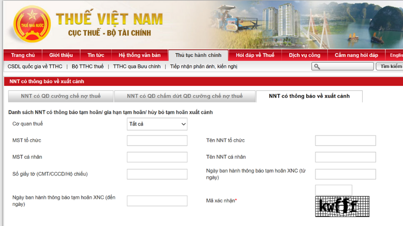 Qua trang web của Tổng cục Thuế