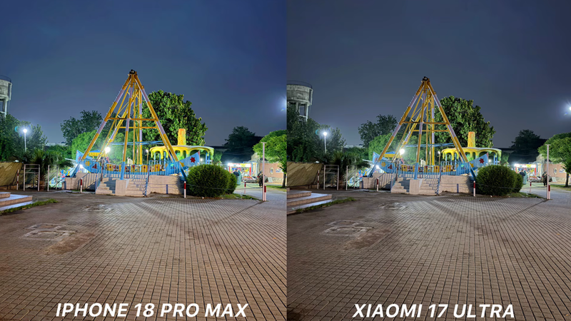Hai tấm ảnh chụp ban đêm ở hai thiết bị