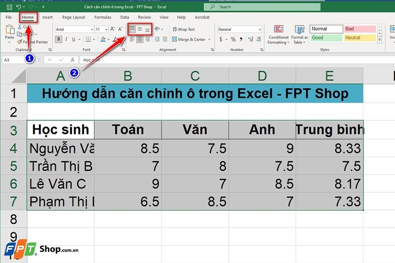 Căn chỉnh ô trong Excel - Ảnh 09