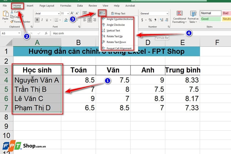 Căn chỉnh ô trong Excel - Ảnh 02