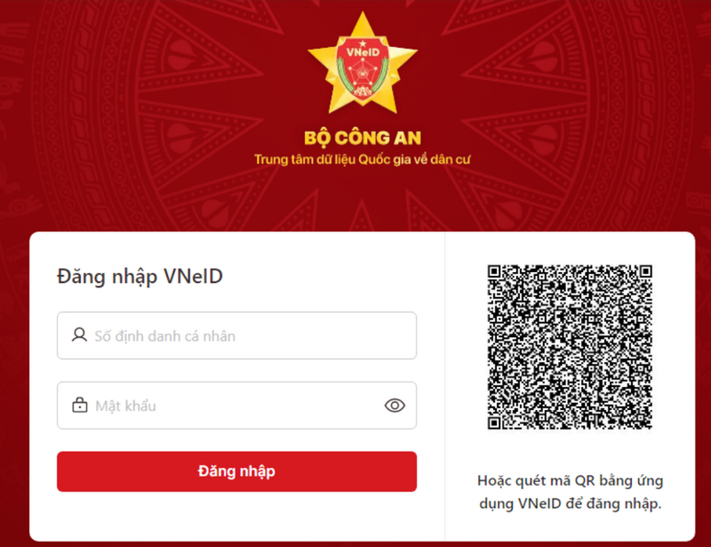 Hệ thống sẽ hiển thị màn hình xác thực