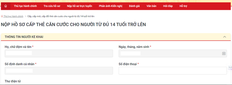 Hệ thống sẽ hiển thị biểu mẫu đăng ký