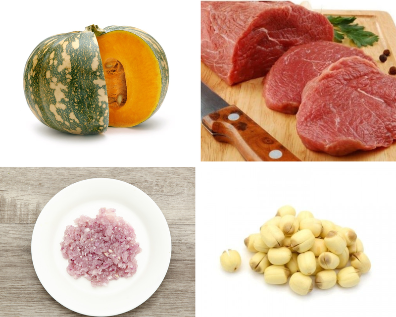 Chuẩn bị nguyên liệu và sơ chế chi tiết cho món canh bí đỏ thịt bò