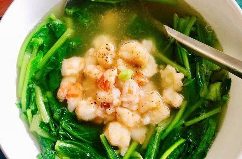 canh cải bẹ xanh nấu tôm ảnh 3