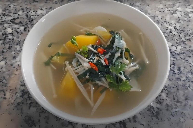 canh đu đủ chay lá lốt