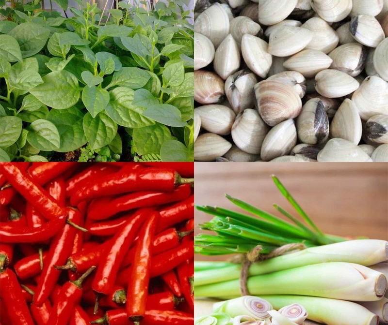 Nguyên liệu làm canh ngao mồng tơi