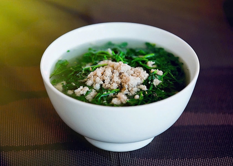 Canh rau cải xoong nấu tôm ảnh 6