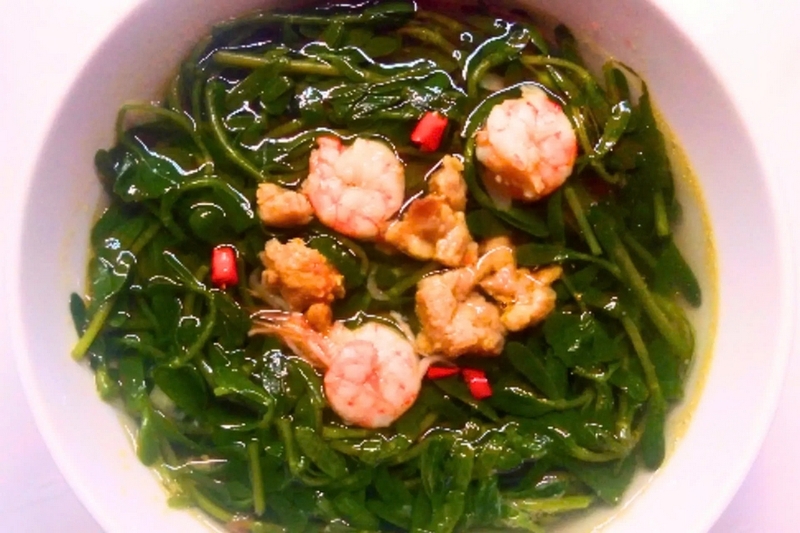 Canh rau đắng nấu tôm ảnh 5
