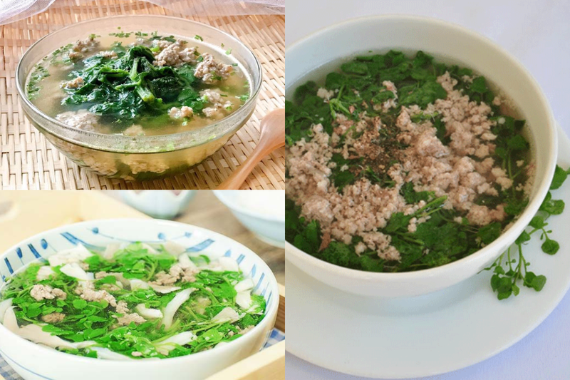 Canh xà lách xoong thịt băm (1)