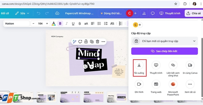 Lưu và chia sẻ Mindmap trên hệ thống