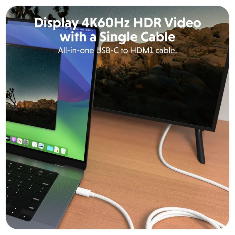 Cáp chuyển đổi Hub USB-C to HDMI 2.5M 4K 60hz Hyper KG (ảnh 1)