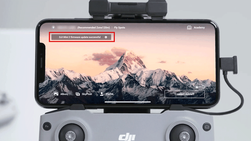 Thông báo hoàn tất quá trình cập nhật firmware flycam