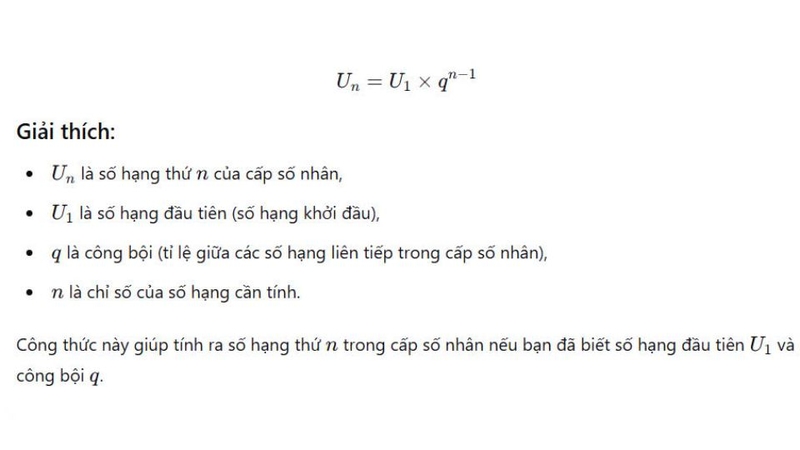 Công thức tổng quát cấp số nhân