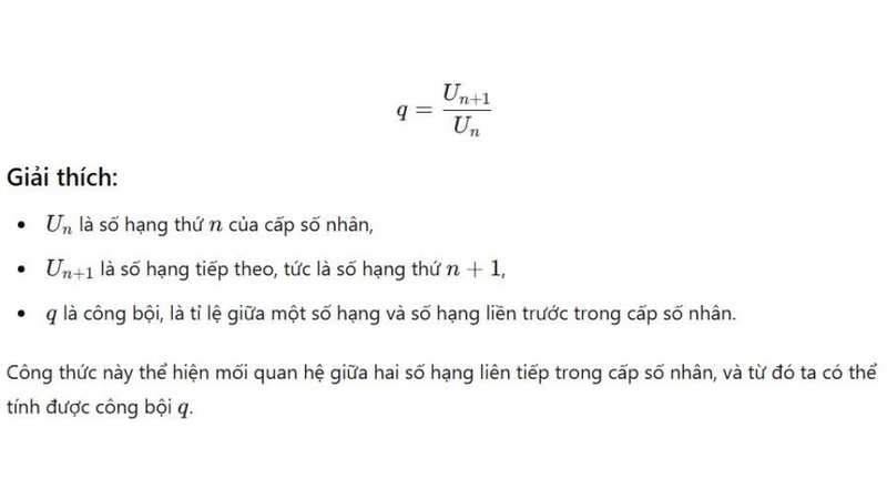 Công thức tính công bội q của cấp số nhân