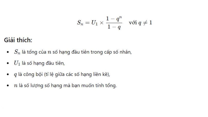 Công thức tính tổng n số hạng đầu tiên