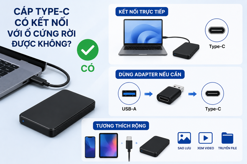 Cáp Type C có kết nối với ổ cứng rời được không? - hình 2