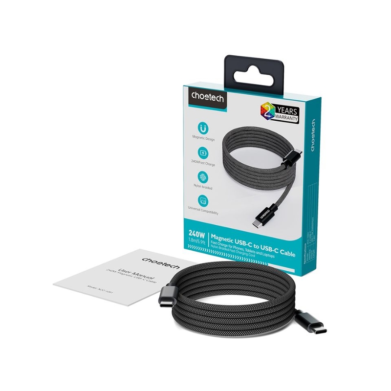 Cáp USB-C to USB-C 1.2m PD3.1 240w từ tính XCC-1052 Choetech (ảnh 5)