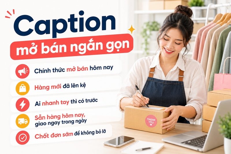 Caption mở bán ngắn gọn