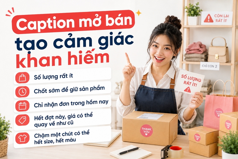 Caption mở bán tạo cảm giác khan hiếm