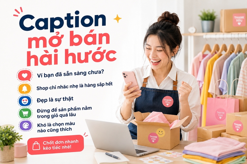 Caption mở bán hài hước