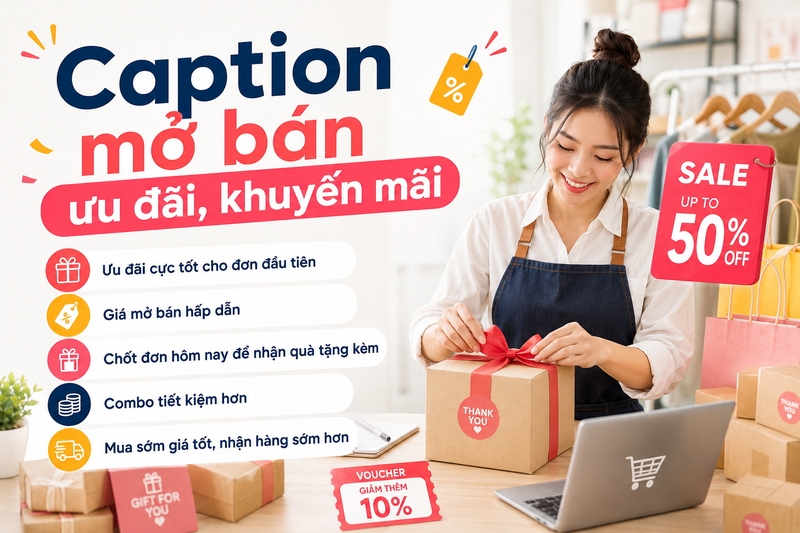 Caption mở bán ưu đãi, khuyến mãi