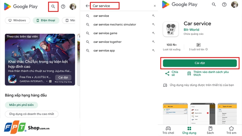 Các bước tải xuống ứng dụng Car Service