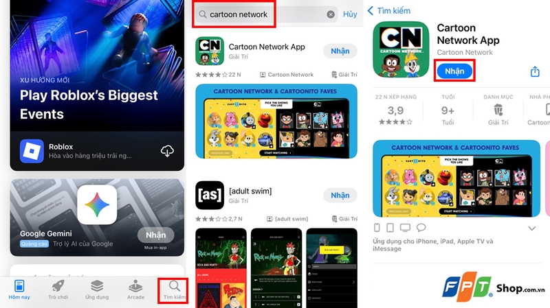 Các bước tải xuống ứng dụng Cartoon Network