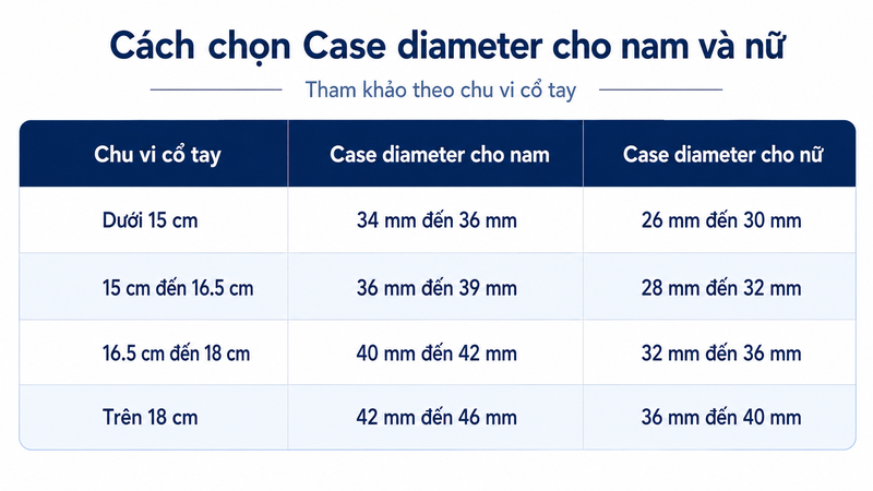 Case diameter bao nhiêu là đẹp?