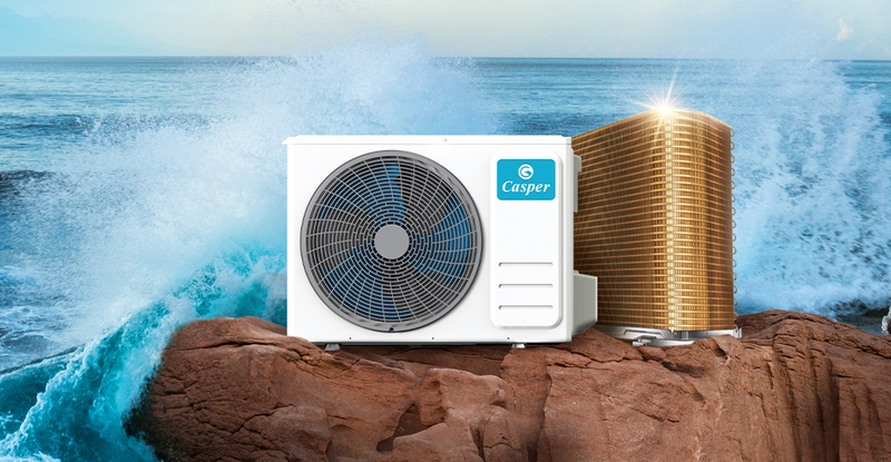 Dàn tản nhiệt đồng mạ vàng trên máy lạnh Casper SC-18FB36A