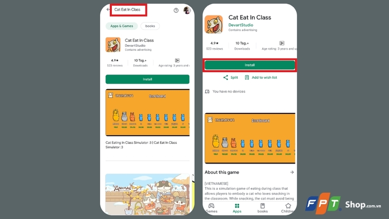 Hướng dẫn cách tải Cat Eat In Class trên điện thoại