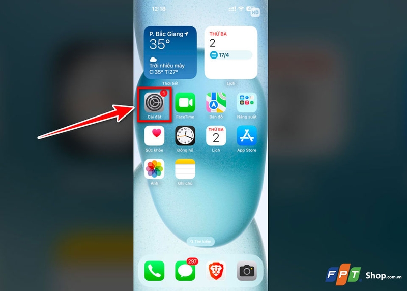 Mở ứng dụng Cài đặt trên iPhone