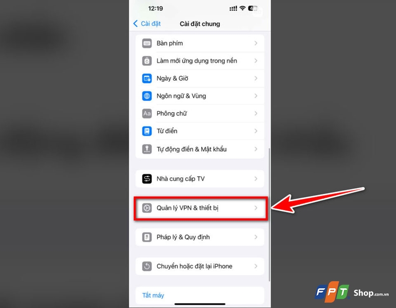 Vào phần quản lý VPN
