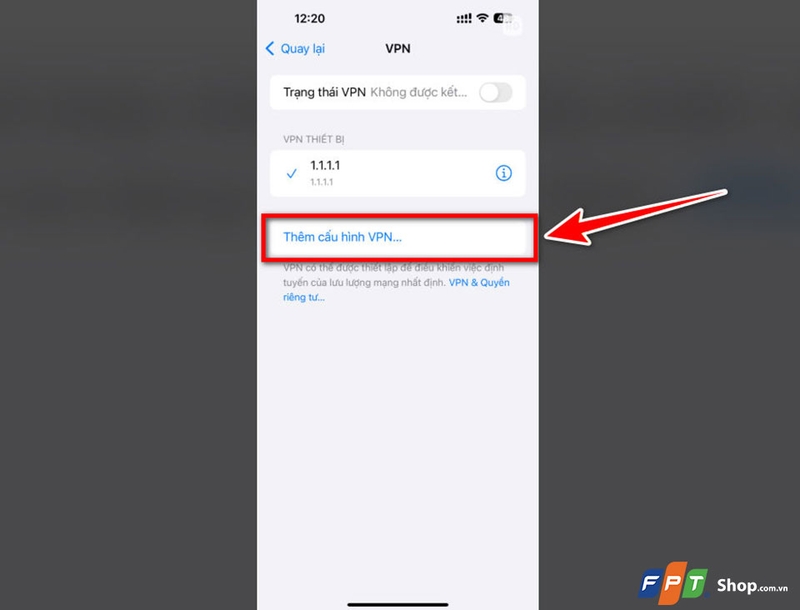 Thêm cấu hình VPN