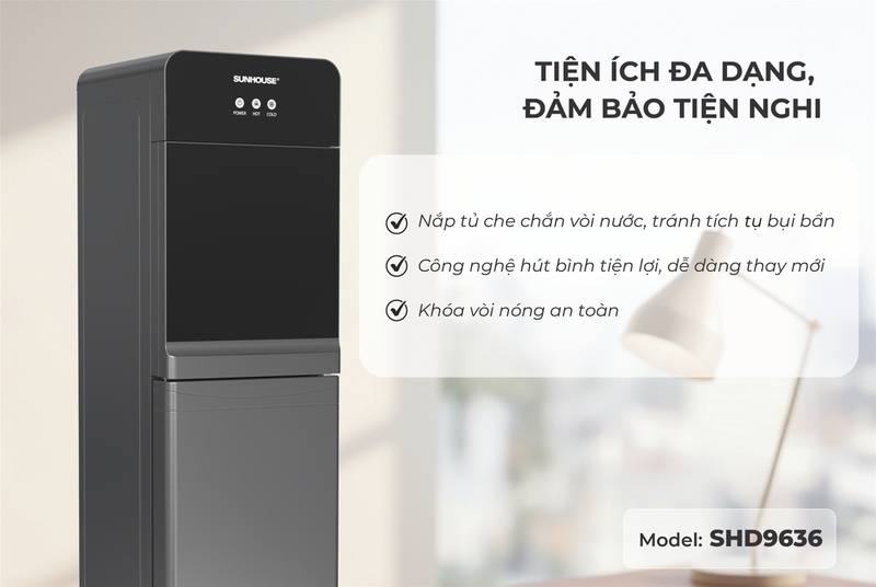Cây nước nóng lạnh hút bình Sunhouse SHD9636 - hình 6