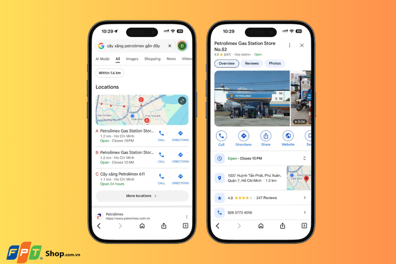 Cách tìm cây xăng Petrolimex gần nhất trên Google Search